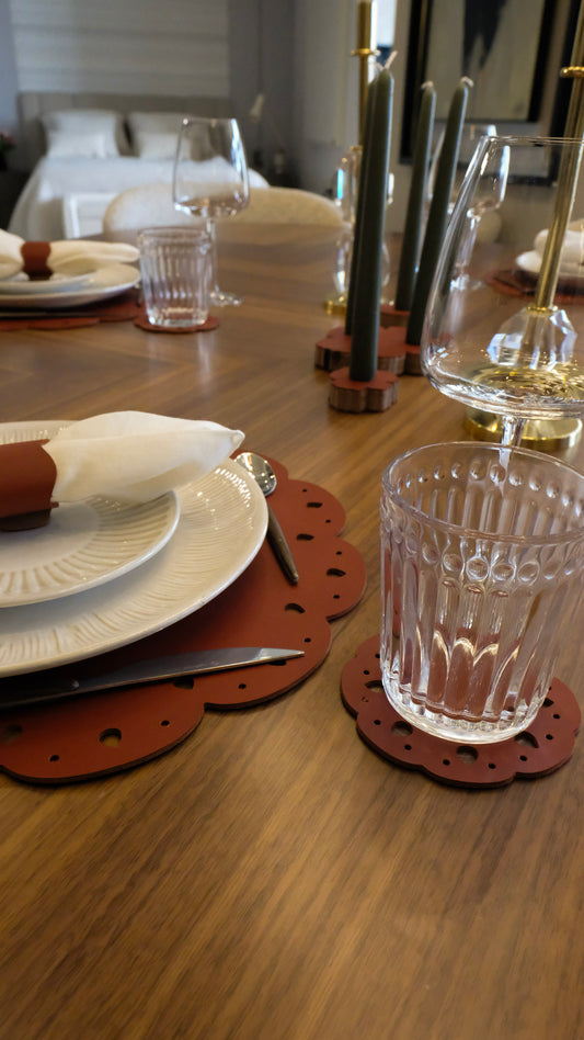 CONJUNTO INDIVIDUAL FLOR + BASE DE COPO - 2 Unidades